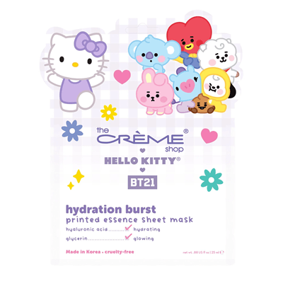 THE CRÈME SHOP X HELLO KITTY & BT21 PRINTED ESSENCE SHEET MASK (HYDRATION BURST)