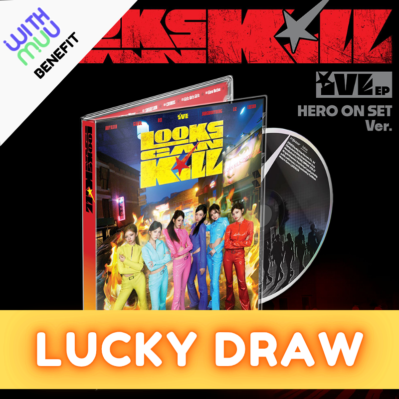 [LUCKY DRAW]   IVE 5TH MINI ALBUM Looks Can Kill  (HERO ON SET VER.)    |   WITHMUU OFFICIAL PHOTOCARD (RANDOM 1 OUT OF 6)      [PRE]